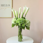 4pcs 21" Faux Dark Green Hydrangeas Artificial Flowers, Real Touch Silk Hydrangea Flowers with Stems for Bridal Wedding Bouquet Party Home Decor