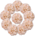 AVIVIHO 10pcs Hydrangea Artificial Flowers Champagne Fake Hydrangeas Flowers with Stems Full Fluffy, Realistic Silk Hydrangea for Table Centerpieces, Wedding,Party,Home Decor