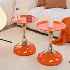 Sleek Hourglass Side Table - Stylish Modern Design Perfect for Living Rooms, Cafes, Dining Areas, Bedrooms, and Outdoors - Chic Decorative Accent (2, Hermes Orange)