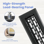 2x12 Inches 2 Pack Heavy Duty Walkable Floor Register - Easy Adjust Air Supply Lever Decorative Floor Vent Covers - Boston Design Vent Covers for Home - Matte Black