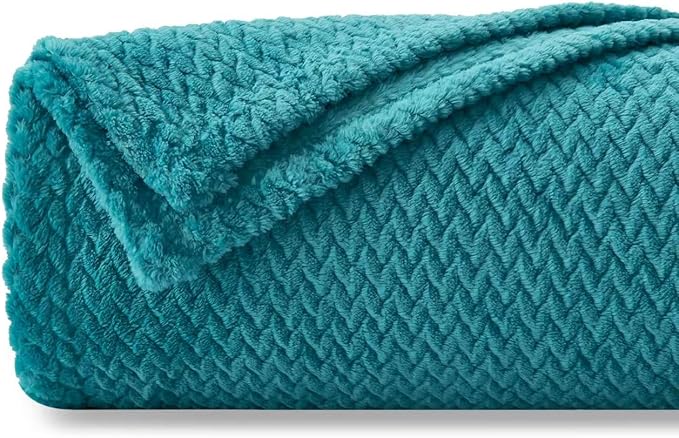 NEWCOSPLAY Super Soft Queen Blanket Dark Blue Premium Silky Flannel Fleece Leaves Pattern Lightweight Bed Blanket All Season Use (Dark Blue, Queen(90"x90"))