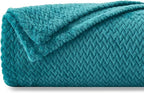 NEWCOSPLAY Super Soft Queen Blanket Dark Blue Premium Silky Flannel Fleece Leaves Pattern Lightweight Bed Blanket All Season Use (Dark Blue, Queen(90"x90"))