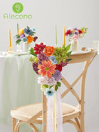 Alecono Artificial Flowers, Colorful Combo Silk Fake Flowers with Stems for DIY Wedding Bridal Bouquets, Floral Arrangement Home Cake Decor