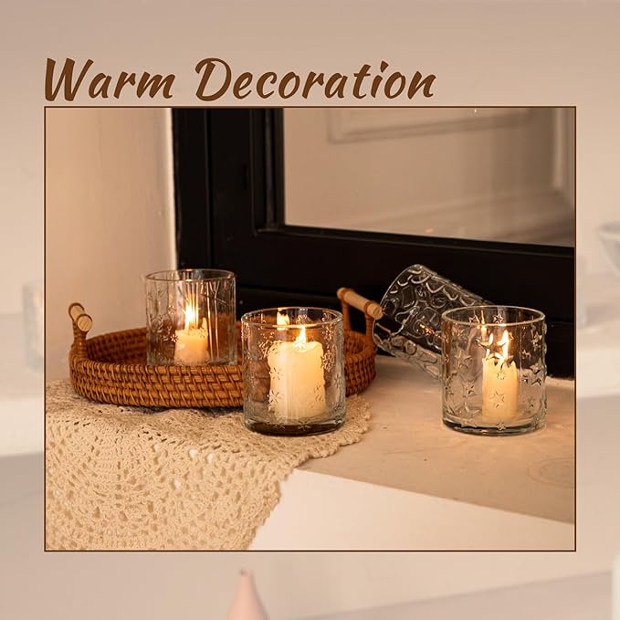 24pcs Assorted Votive Candle Holders - Clear Glass Tea Lights Candle Holder in Bulk, Tealight Candle Holder for Table Centerpiece Wedding Decor Home Decoration