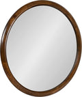 Kate and Laurel Pao Midcentury Modern Round Wood Wall Mirror; 28 Inch Diameter; Walnut; Decorative Circle Mirror with Warm Wood Finish for Robust Wall Decor