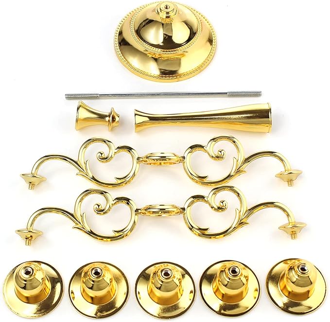 5-Candle Metal Candelabra 10.2 Inch Tall Candlestick Candle Holders for Home Decor Wedding Christmas Church Halloween Party, Gold