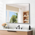 30" x 30"Bathroom Mirror, Silver Rectangle Corner Wall Mirror with Metal Frame, Decorative Rectangular Vanity Mirror for Bedroom Bathroom Living Room Entryway (Horizontal/Vertical)
