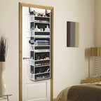 2 Pack Over The Door Hanging Organizer 5-Shelves and 10 Side Pockets, Over The Door Storage for Bathroom and Bedroom, Back of Door Organizers for Kid's Toys (13"x5"x44", Black)