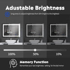32x24 LED Bathroom Mirror with Lights LED Mirror for Bathroom Smart Vanity Makeup Mirror,Anti-Fog,Stepless Dimmable with Adjustable Color,Touch Switch,Memory Function,Shatterproof Design