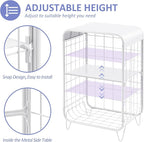 APEXCHASER Cute Nightstand,Metal Side Table,3 Tier End Table with Storage,Vintage Bedside Table,Girls Bedroom Furniture,Coffee Table for Living Room,Bedroom,Dorm,White