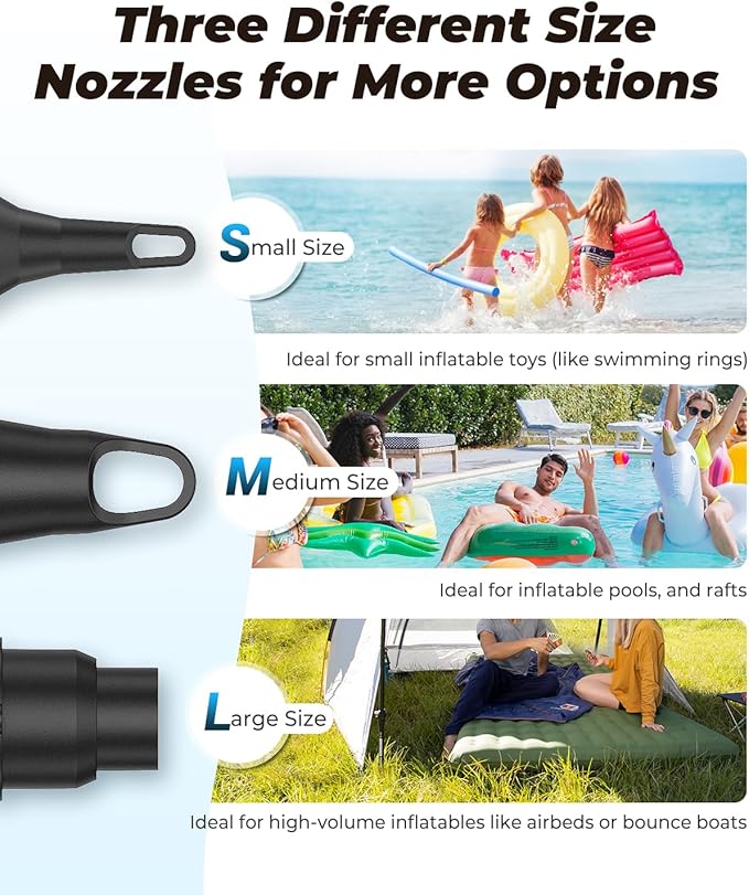 Air Mattress Pump, Rechargeable 6000mAh Portable Air Pump, Quick-Fill Electric Air Inflator Deflator for Outdoor Camping Inflatable Bed Pool Boat Float Raft Swimming Rings Vacuum Bag