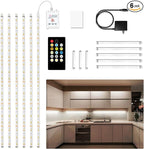 DAYBETTER Under Cabinet Lighting kit, 6 PCS LED Strip Lights with Remote, Dimmer and Adapter, Dimmable for Kitchen Cabinet,Counter,TV Back,Showcase 2700K-6500K Warm to Daylight White, Timing, 20ft