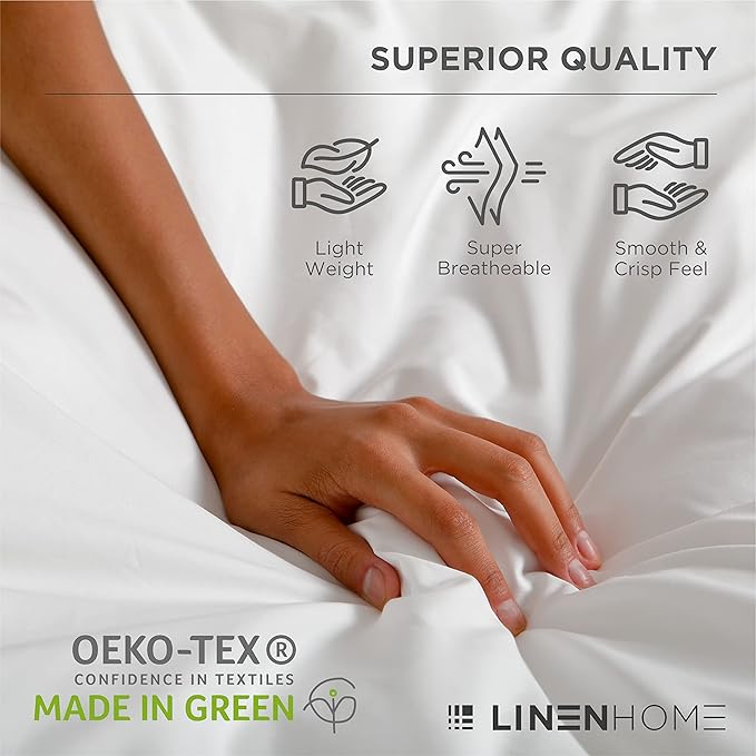Linen Home 100% Cotton Percale Sheets Queen Size, Tera Clay, Deep Pocket, 4 Pieces Set - 1 Flat, 1 Deep Pocket Fitted Sheet and 2 Pillowcases, Crisp Cool and Strong Bed Linen