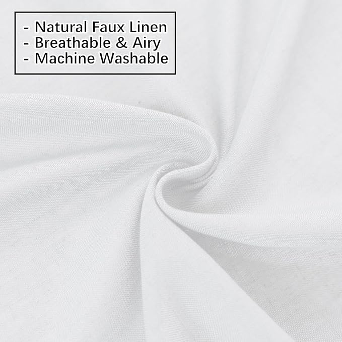 White Sheer Linen Pinch Pleated Sliding Door Curtains, 2x50 Inches Width, Cotton Look Light Filtering Drapes 84 Inches Long, Soft Textured Modern Farmhouse Window Curtain Panels