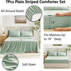 CozyLux Full Size Comforter Sets Sage Green, 7 Pieces Bed in a Bag, Green Comforter Full Size, All Season Bedding Sets with Stitch Quilted Comforter, Flat Sheet, Fitted Sheet, Pillowcases