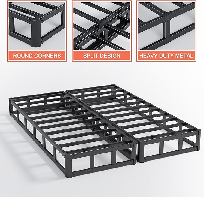 5 Inch Full Size Box Spring, Split Heavy Duty Metal Mattress Foundation with Fabric Cover, Easy Assembly, Quiet & Noise-Free