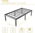 ALDRICH Metal Twin Bed Frame - 16 Inch Tall Black Basic Steel Slats Platform, Easy Assembly Heavy Duty Noise Free Bedframes, No Box Spring Needed