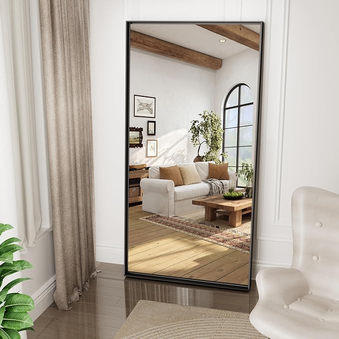 55”x 36” Black Bathroom Mirrors for Over Sink, Metal Framed Rectangle Mirror, Large Modern Wall Vanity Mirror, Mirrors for Wall Decor Living Room Bedroom Entryway (Horizontal/Vertical)