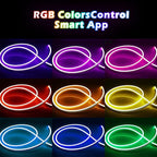 L8star 16.4ft RGB LED Neon Rope Light with Remote Control, Smart Color Changing DIY Mode Neon Flex Strip Lights for Bedroom Indoors Outdoors Decor