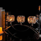 3 Arms Crystal Candle Holders, Arch Candlestick Table Candelabras Centerpieces for Wedding, Dinning Room, Cabinet Ornaments, Home Decoration， Gift (3-arm Arched, Gold)