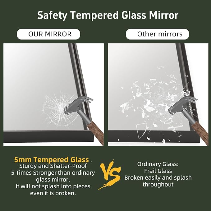 36”x 30” Black Bathroom Mirrors for Over Sink,Metal Framed Rectangle Mirrors, Tempered Glass, Black Wall Decor Mirror for Living Room Farmhouse Bedroom Entryway, (Horizontal/Vertical)