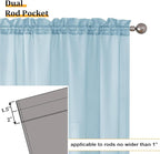Aiyufeng 2 Pack: Basic Sky Blue Sheer Curtain Drapes 45 Inch Length 2 Panels for Living Room, Light Filtering Voile Drapes for Bedroom, Patio, Sliding Door, Each 42" W x 45" L