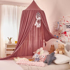 dix-rainbow Princess Decor Canopy for Kids Bed, Soft and Durable Bed Canopy for Girls Room Tent Canopy Dreamy Mosquito Net Bedding, Children Reading Nook Canopies Indoor（Red Bean）