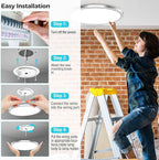 zemty LED Ceiling Light Fixture, 6.5-Inch 12W 1200lm Small Flush Mount Light, Adjustable 3000K 4000K 6500K Color Temperatures, Round Flat Recessed Lighting for Kitchen Closet Hallway Laundry, Nickel