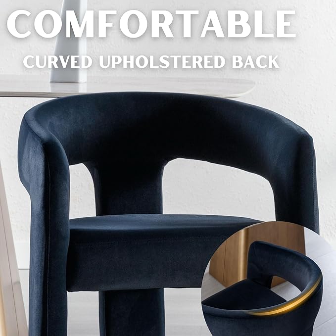 Modern Barrel Dining Chair, Velvet Upholstered Accent Side Chair with Arms Comfy Makeup Vanity Chair, Dining Living Room Kitchen Chair, Black