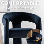 Modern Barrel Dining Chair, Velvet Upholstered Accent Side Chair with Arms Comfy Makeup Vanity Chair, Dining Living Room Kitchen Chair, Black