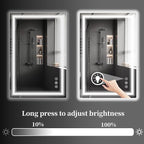 Koonmi 32x24 LED Bathroom Mirror, Backlit + Front Lit, LED Bathroom Mirror with Lights for Wall, 3 Colors, Anti-Fog, Dimmable Brightness, Memory Function, Tempered Glass