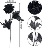 Artflower 10 Pack Artificial Silk Dahlia Bouquet with Long Stem, 16” Black Fake Flower Floral Arrangements Wedding Bridal Bouquet for Halloween Harvest Festival Table Centerpieces Home Decor