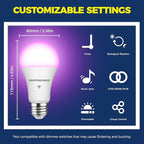 Lightinginside Smart Light Bulbs 100W Equivalent, Works with Alexa/Google Home/Smart Life, 1350LM 11W RGBCW Color Changing LED Light Bulbs, 2.4G WiFi Bluetooth Bulb, No Hub Required, ETL Listed, 2PCS