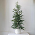 CG Hunter Holiday Collection, Set-of-1 Faux Cedar Trees, Premium Artificial Indoor Cedar Tree Stands 36" Tall in Creme Pot–Perfect Christmas Decoration