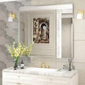 40x36 Inch Brushed Nickel Bathroom Mirror for Wall, Rounded Rectangle Silver Framed Bathroom Vanity Mirror, Anti-Rust, Shatterproof, Hangs Horizontally or Vertically