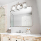 ANDY STAR 40”X30” Chrome Bathroom Mirror, Polished Chrome Bathroom Vanity Mirror, Rounded Rectangle Mirrors for Wall, SUS304 Anti-Rust Tube Metal Frame, Wall Mounted Horizontal/Vertical 1’’ Deep