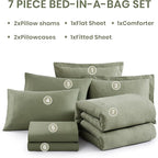 Monbix Full Size Comforter Set, Sage Green Bedding Comforter for Full Size Bed Set Reversible, Bedding Sets Full 7 Pieces, Cationic Dyeing Bed in a Bag with Comforter, Sheets, Pillowcases & Shams