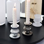 WDHODEC Black White Candlestick Holders 12PCS Glass Taper Candle Holders for Table Centerpiece Colorful Candle Sticks for Wedding, Party and Festival Decoration