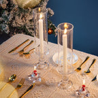 Hurricane Candle Holder Glass Taper Hurricane Clear Tall Candlestick Candles Holders Table Centerpiece Wedding Party Dining Event Home Decor (6)