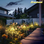 Anordsem Solar Fireworks Lights Outdoor: 4 Bendable Copper Wire 120 LEDs String Lighting - Waterproof DIY Warm Decoration for Yard Garden Proch - Gardening Gifts for Garden Lovers