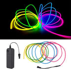 MaxLax EL Wire Mutilcolor, 9.8ft/3m Portable Battery Pack Neon Light Strip 360° Cuttable Glowing Rope Lights for Parties, Halloween, DIY Decoration
