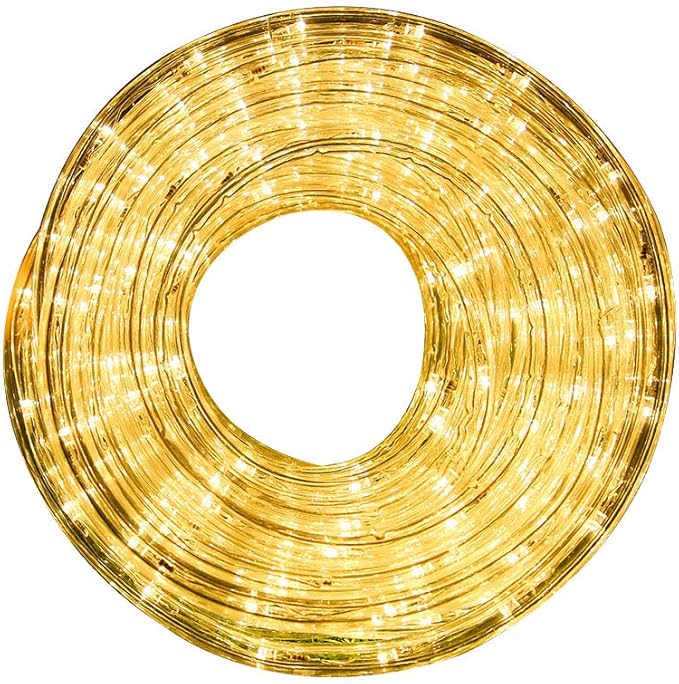 33ft LED Rope Lights, 110V 2 Wire Connectable Christmas Rope Lights Outdoor,240 LED Waterproof Indoor Outdoor Warm Rope Lights for Outside, Deck, Patio, Pool, Camping, Landscape Lighting (Warm White)