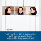 3-Way Mirror with LED Lights for Self Hair Cutting – Adjustable, Portable, 360-Degree View