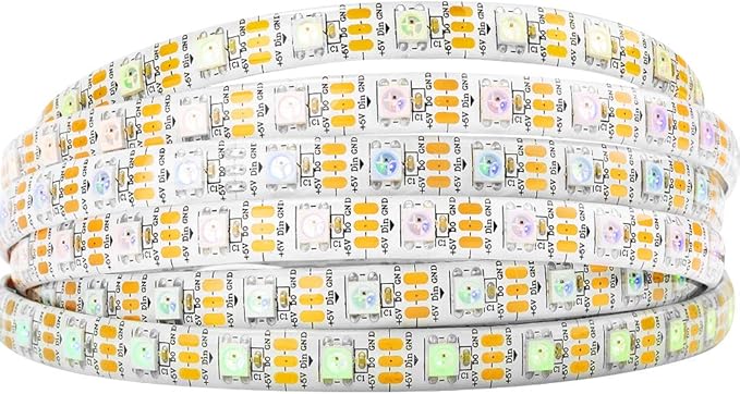 BTF-LIGHTING WS2812B IC RGB 5050SMD Pure Gold Individual Addressable LED Strip 16.4FT 300LED 60Pixel/m Flexible Full Color IP65 DC5V for DIY Chasing Color Project(No Adapter or Controller)