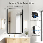 USHOWER Black Bathroom Mirror for Over Sink 24 x 36 Inch, Metal Frame Rectangle Vanity Mirror, Modern Farmhouse, Wall Mounted