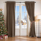 Lazzzy Velvet Blackout Curtains Thermal Insulated Room Window Drapes Super Soft Luxury Curtains for Living Room Bedroom Rod Pocket 2 Panels, Truffle, 52" W x 84" L