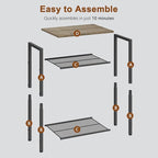 Hoctieon 2-Set 3 Tier End Table, Telephone Table Set of 2, Tall Side Table with Storage Set of 2, Small Nightstand for Small Spaces, Metal Frame, for Living Room, Bedroom, Sofa Couch, Hallway, Greige