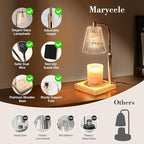 Marycele Candle Warmer Lamps 2 Pack, Electric Wax Warmer Lamp with Timer for Jar Candles, Aesthetic Home Decor, Housewarming Gifts for Women, Adjustable Height Clear