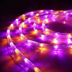 50ft 360 LED Rope Lights Outdoor, Connectable and Flexible Tube Lights with 8 Modes, Waterproof Indoor Outdoor LED Rope Lighting for Deck, Garden, Pool, Patio, Holloween Decorations (Orange & Purple)