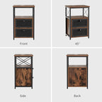 VECELO End Tables Set of 2 with Storage Space,Flip Door Night Stand for Living Room,Bedroom,Small Space,Rustic Brown